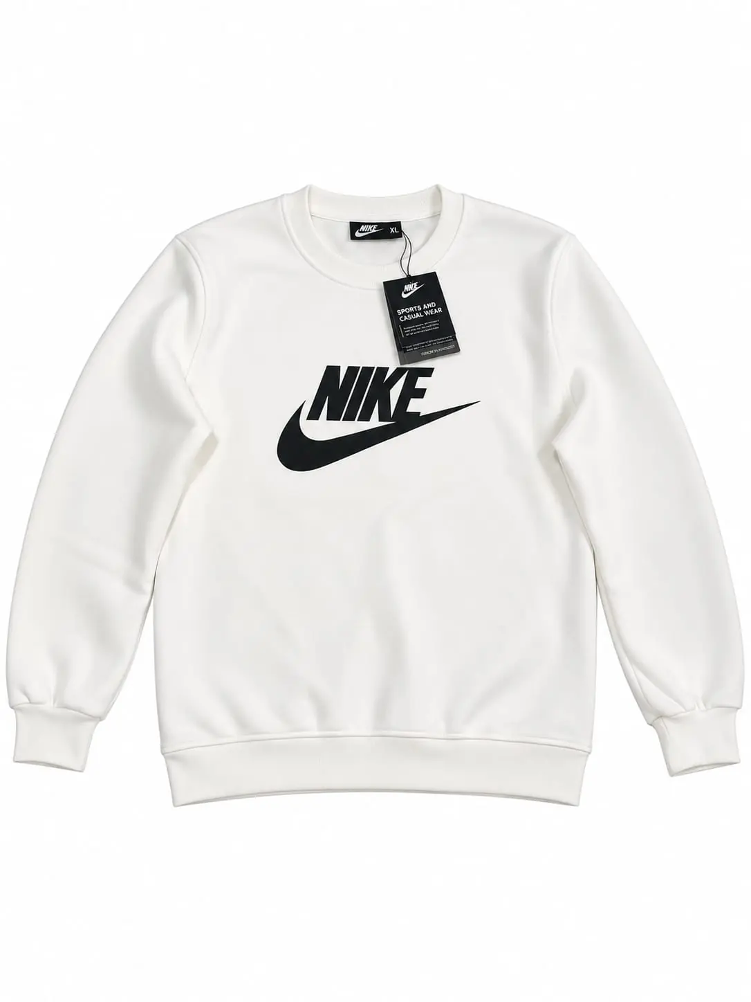 Nike Logolu Ekru Erkek Sweatshirt büyük fotoğrafı