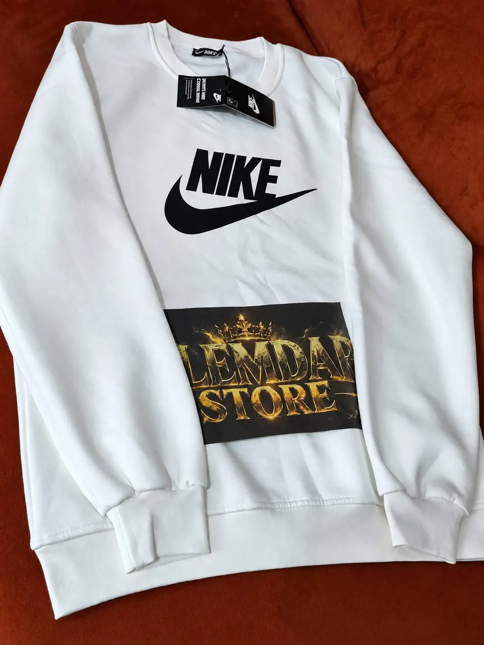 Nike Logolu Ekru Erkek Sweatshirt: gerçek çekim